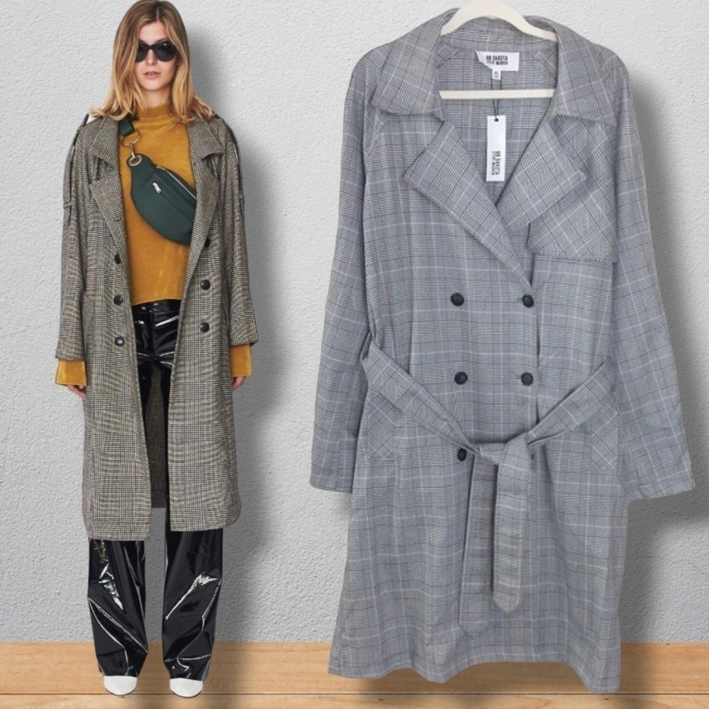 NWT Steve Madden BB Dakota Glen plaid trench coat $139